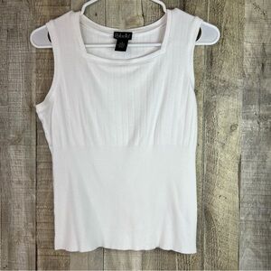 Rafaella Size Medium Sleeveless Square Front Neckline Ribbed White Tank …